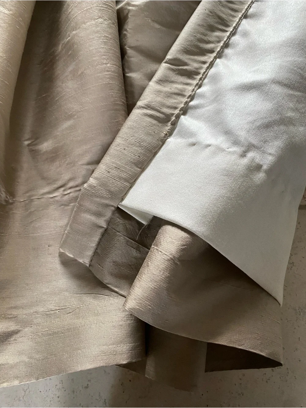 Elegant Beige Dupioni Silk Blackout Curtains  Top 73” wide 118” long
